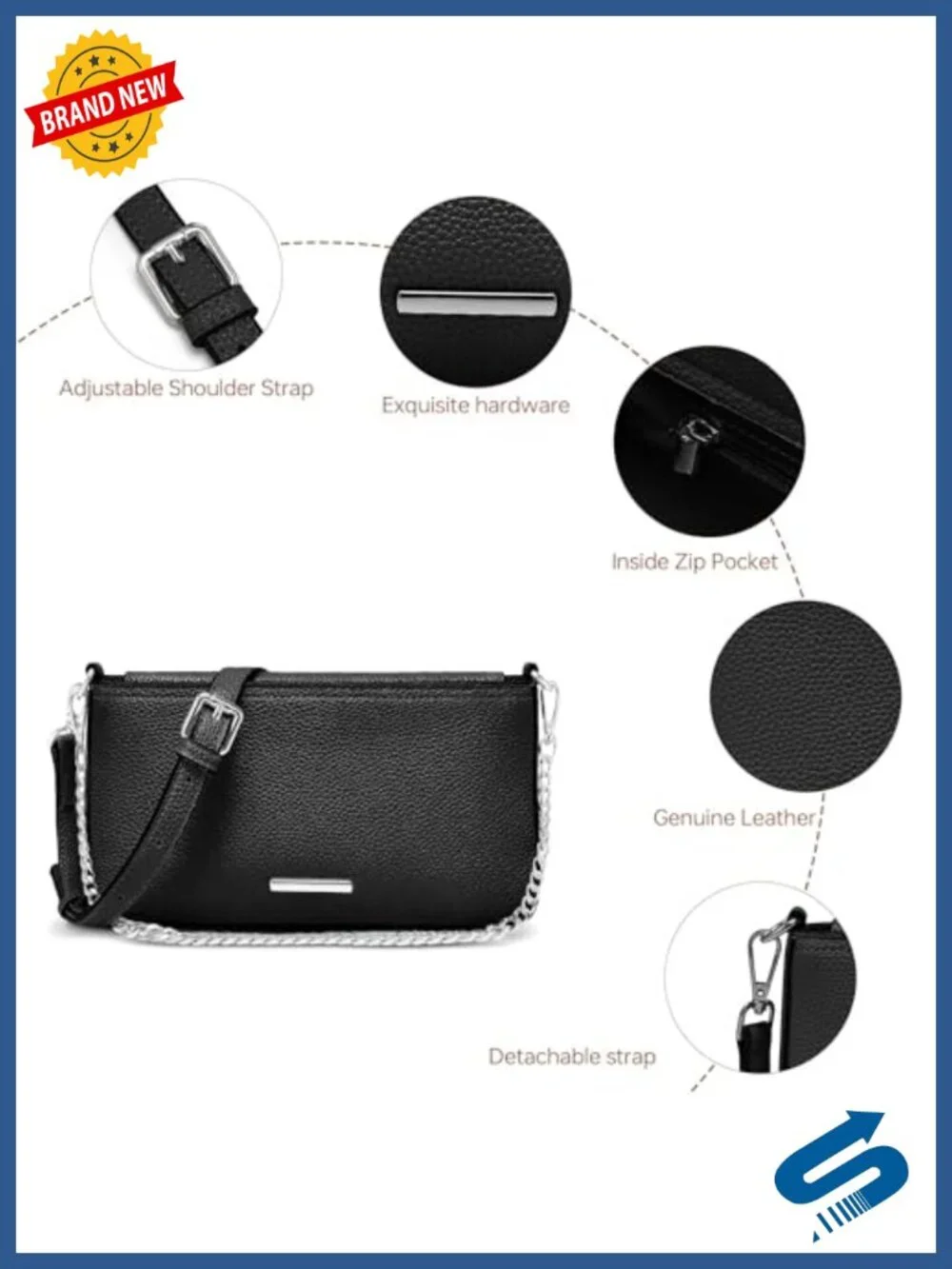 Small Vegan Leather Crossbody Bag with Adjustable Strap for Women